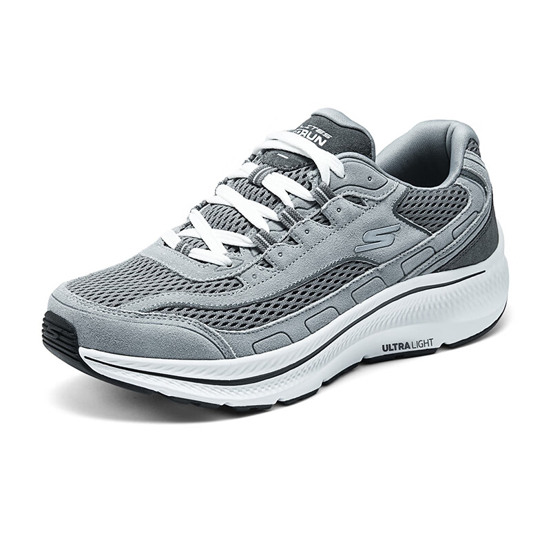 斯凯奇（Skechers）男鞋夏季2025新款网面透气跑步鞋减震轻便运动鞋减震软底休闲鞋 220870-GRY 39.5