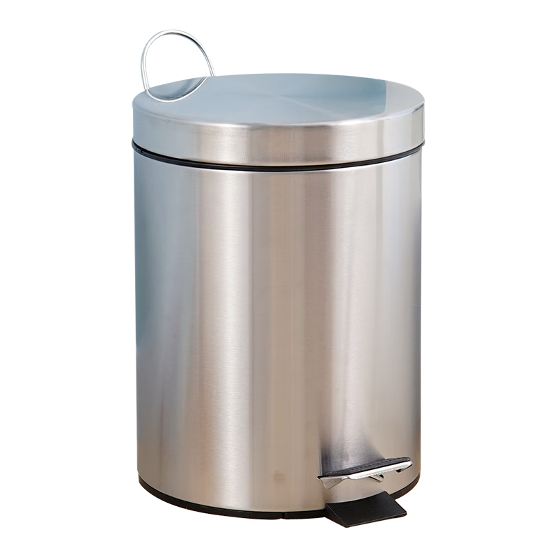 歐潤(rùn)哲垃圾桶腳踏帶蓋 5L拉絲不銹鋼辦公客廳臥室衛(wèi)生間廚房家用緩降
