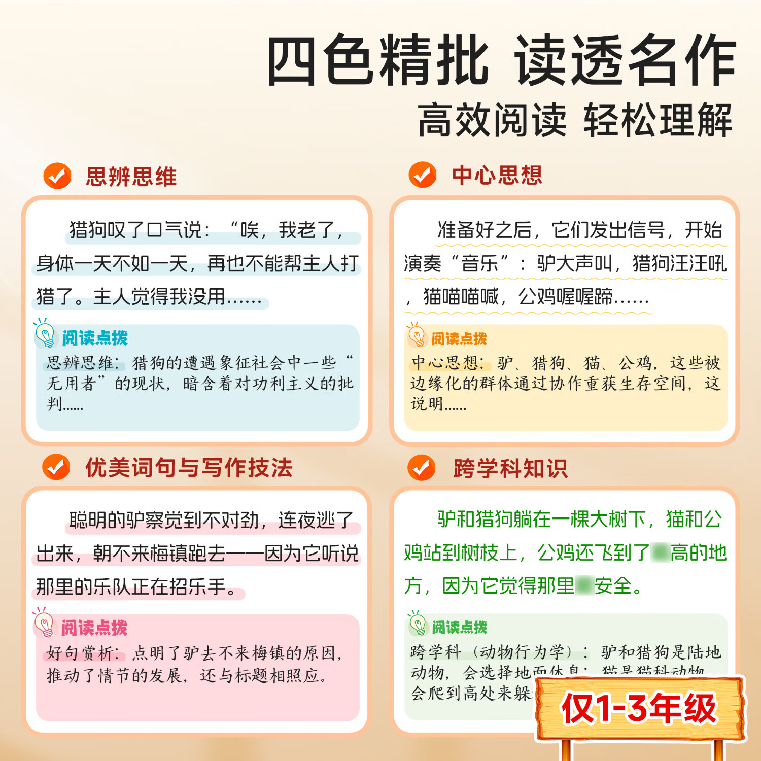 【时光学】快乐读书吧1-6年级上册课外阅读书目全四册帮助学生建立知识框架好词好句积累作文素材赠思维导图+手抄报儿童书籍 一年级 【全4本】