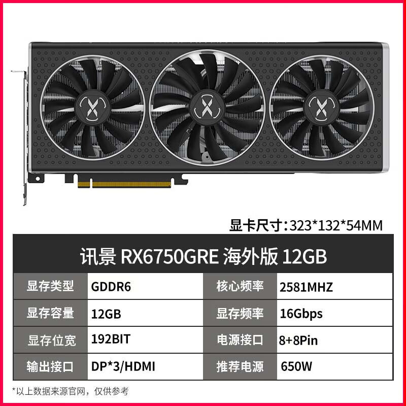 蓝宝石（Sapphire）RX6750GRE/7650GRE/7700XT/7800XT/9070XT/6600显卡6500XT 讯景RX6750GRE 海外版 12GB