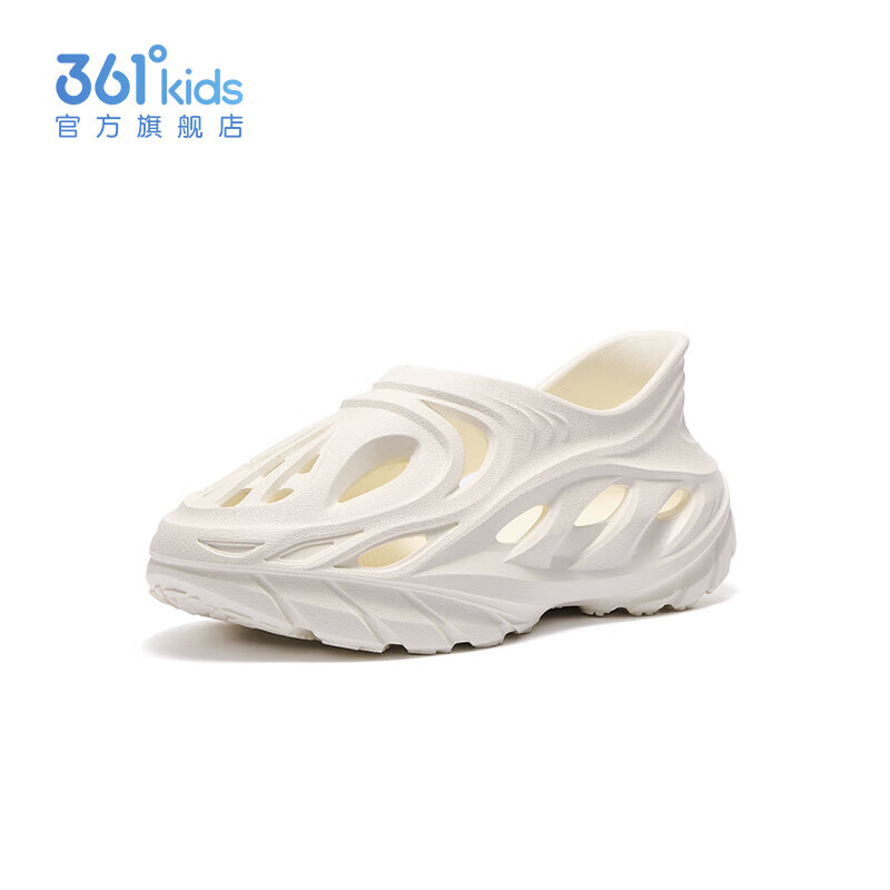 361°童鞋男女童沙滩凉鞋洞洞鞋年夏季新款中大童鞋子 羽毛白 34
