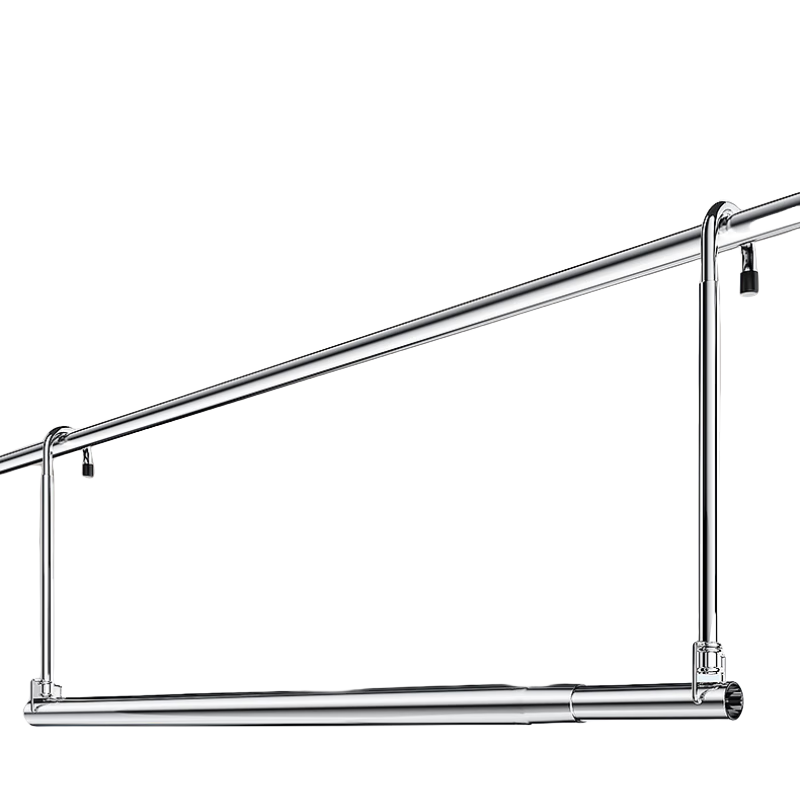 晾衣架家用阳台伸缩晾衣杆升降凉衣捍吊挂不锈钢免打孔晒被子神器 125-230CM【不锈钢】高度可调节