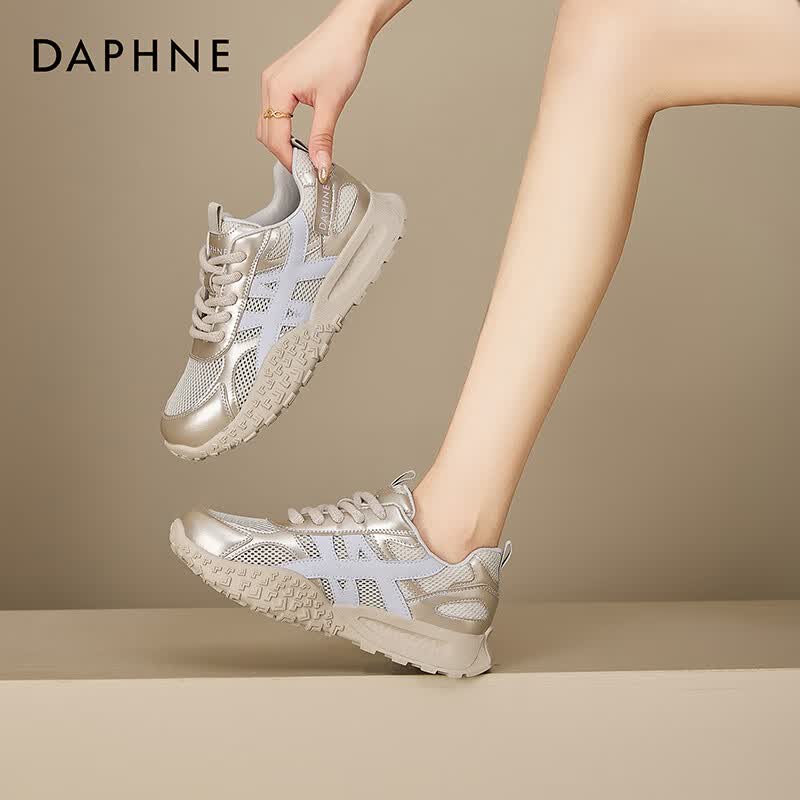 达芙妮复古透气阿甘鞋女2026夏季时尚新款休闲德训鞋通勤软底运动鞋 紫色 【轻便透气】 37