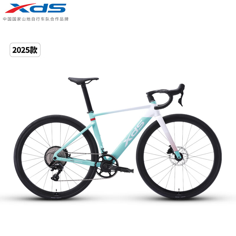 喜德盛公路车25-AD350碳纤前叉功率计齿盘铝合金气动车架 流光青 510