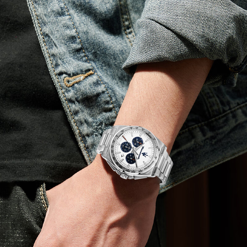 玛莎拉蒂(MASERATI)手表男迪通拿十大名表探索者竞速运动石英表男表高级感生日礼物 【迪通拿】潮流海蓝 R8873652007