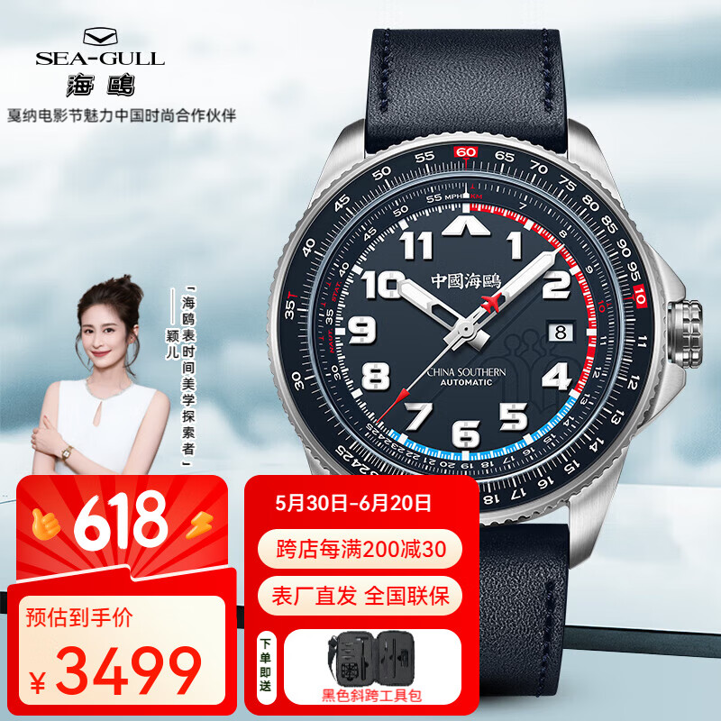 海鷗表（SEA-GULL）海鸥手表男表天际系列海鸥表×南航飞享跨界合作飞行腕表 819.37.1124A望岳