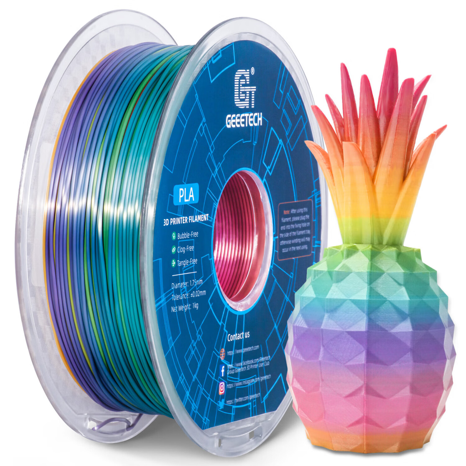 捷泰技术 3d打印耗材丝绸PLA+1.75mm 仿金属铜色pla耗材打印机1kg仿丝绸三色多色彩色渐变材料适用拓竹创想 【1KG】PLA丝绸渐变 【买5送1】