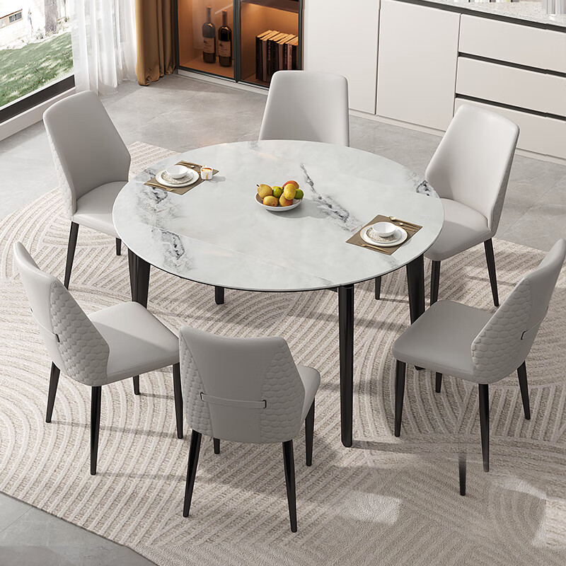 格调芝华仕【京东超体】大理石方变圆餐桌椅GDD11018 黑色-1.3M-大理石方变圆餐桌 单桌