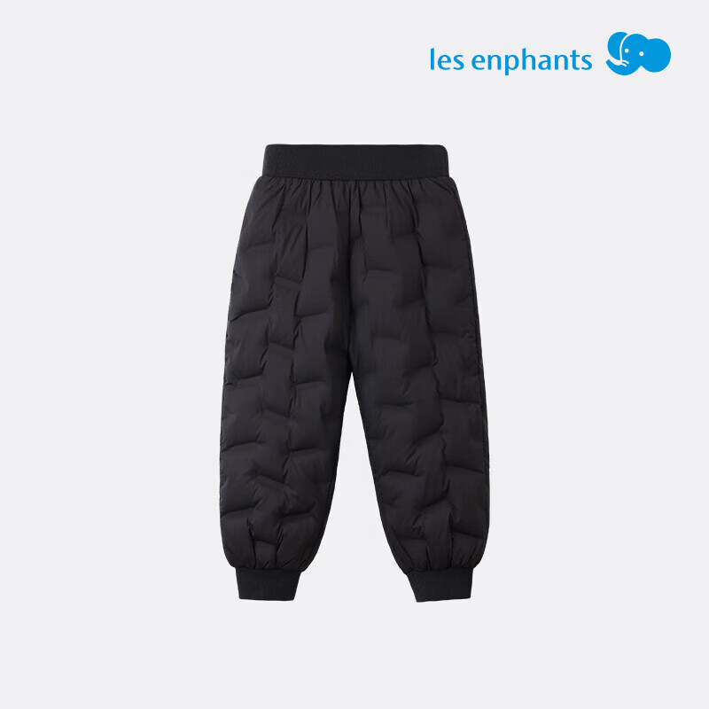 丽婴房儿童羽绒裤男女童冬季保暖裤宝宝羽绒长裤2025新款 暗夜黑 90 cm
