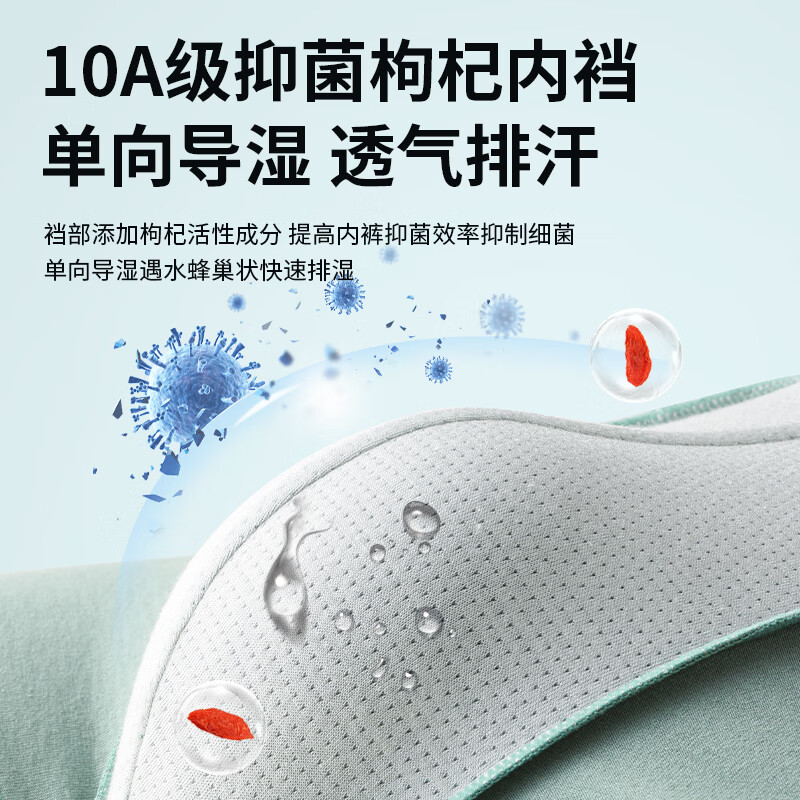浪莎（LangSha）内裤男士纯棉10A级抑菌枸杞养护防螨大码无痕短裤平角四角短裤 【10A抑菌】4条装 2XL