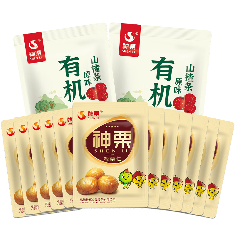 神栗有機(jī)山楂條板栗仁承德特產(chǎn)獨(dú)立24包共540g出游健康零食下午茶