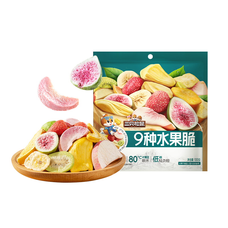 三只松鼠水果脆100g休闲零食小吃混合即食什锦芒果干桃干杏干