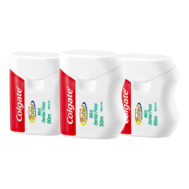高露洁(Colgate)全效牙线剔牙线薄荷扁线清洁牙缝50m 不易断裂牙签清新口气微蜡 微蜡薄荷扁线3盒