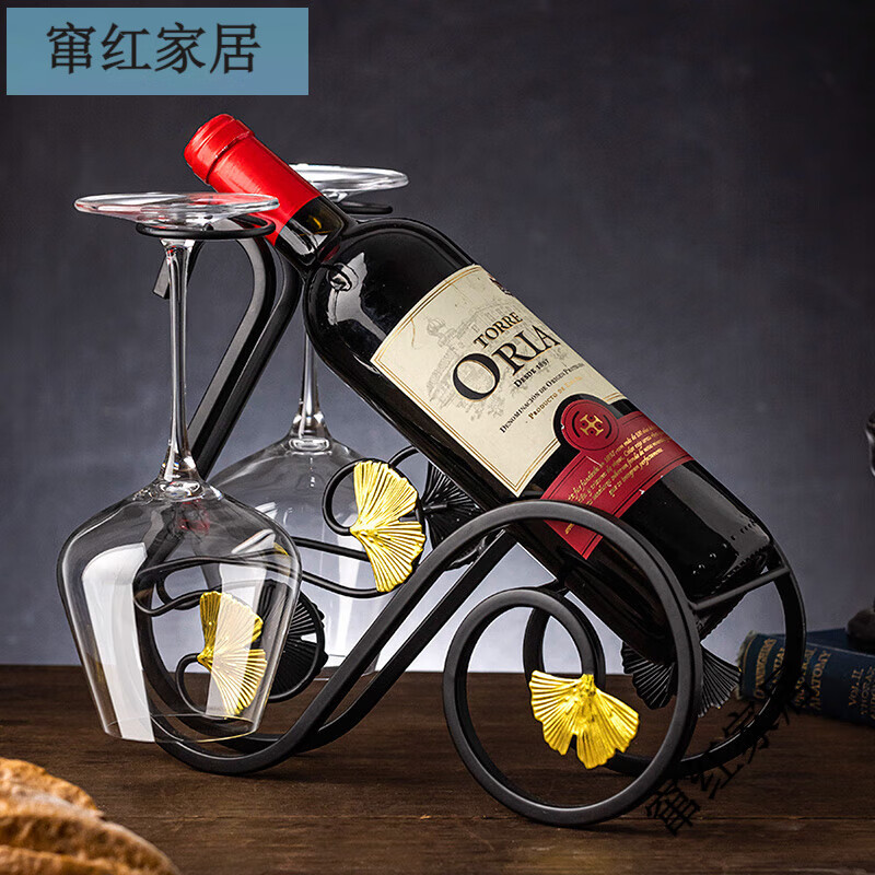 SingLe派家用紅酒架擺件創(chuàng  )意倒掛高腳杯掛架酒架酒瓶架紅酒杯架子輕奢杯架