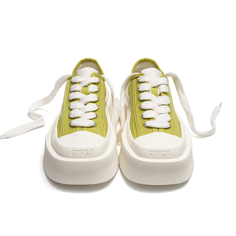 共迹gongji梓瑜同款厚底帆布鞋板鞋2025新款男潮鞋休闲鞋子女情侣鞋 甜茶绿/偏大一码 40 W(253mm)