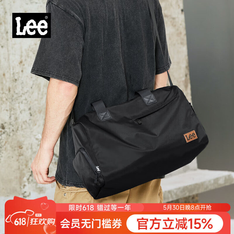 LEE短途旅行袋男大容量干湿分离健身包出差旅行包简约斜挎包女潮流 黑色