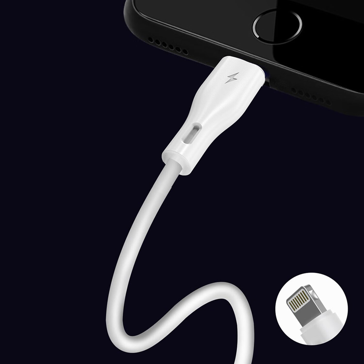 DUDAO/dudao数据线type-c适用苹果充电线Lightning老安卓MICRO快充高弹防冻线 白色【Lightning】 2米