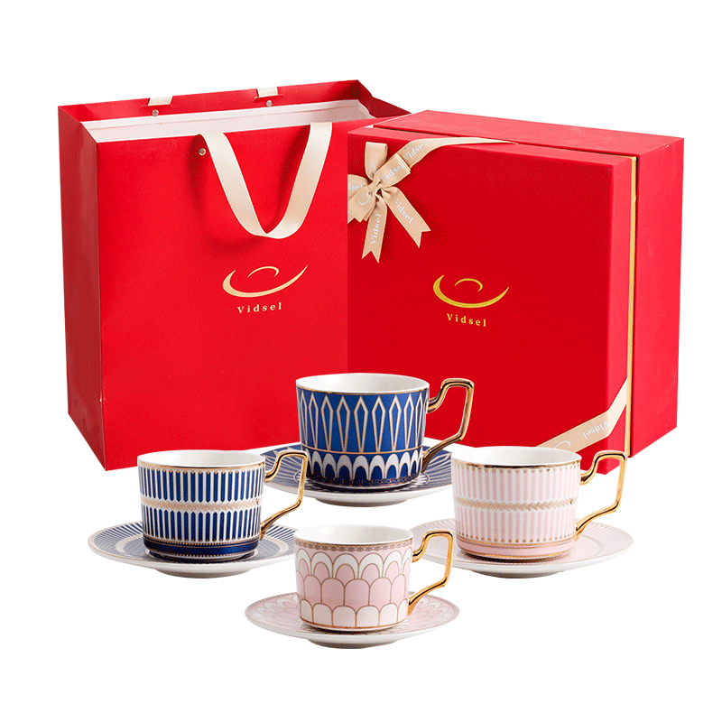 vidsel輕奢咖啡杯碟禮盒套裝結(jié)婚禮物送新人高檔情侶杯子喬遷生日伴手禮