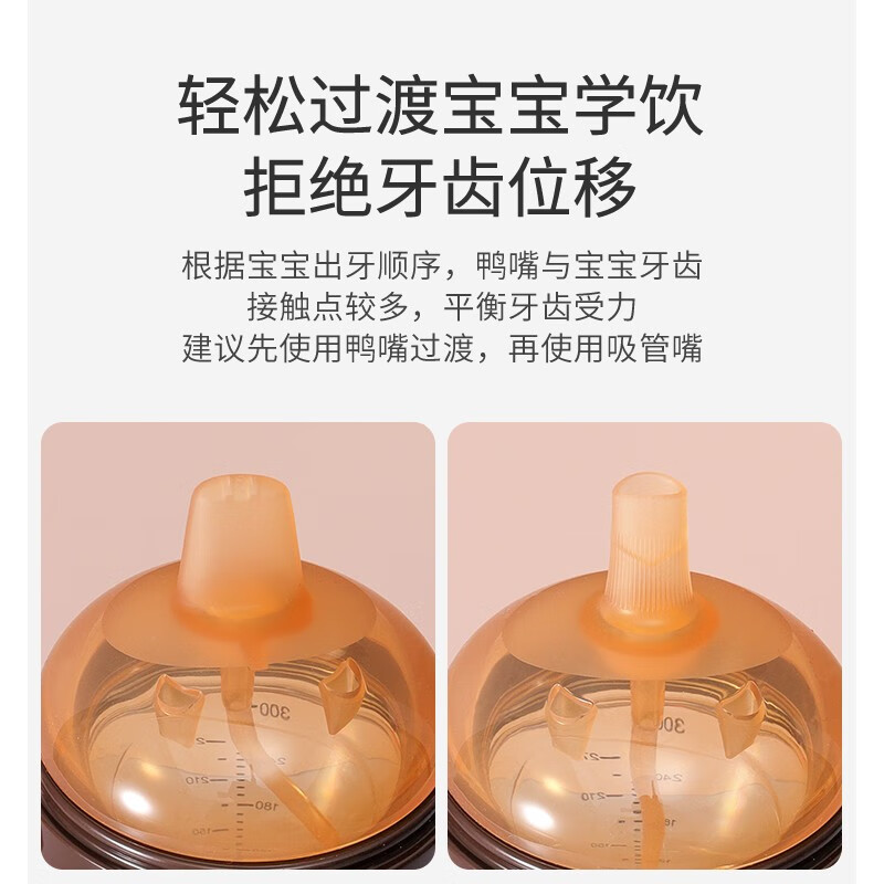 优爱心适配喜奶瓶直饮吸管配件奶嘴吸管鸭嘴学饮大宝宝直吸杯水杯头 吸嘴+鸭嘴【带重力球】（300毫升）