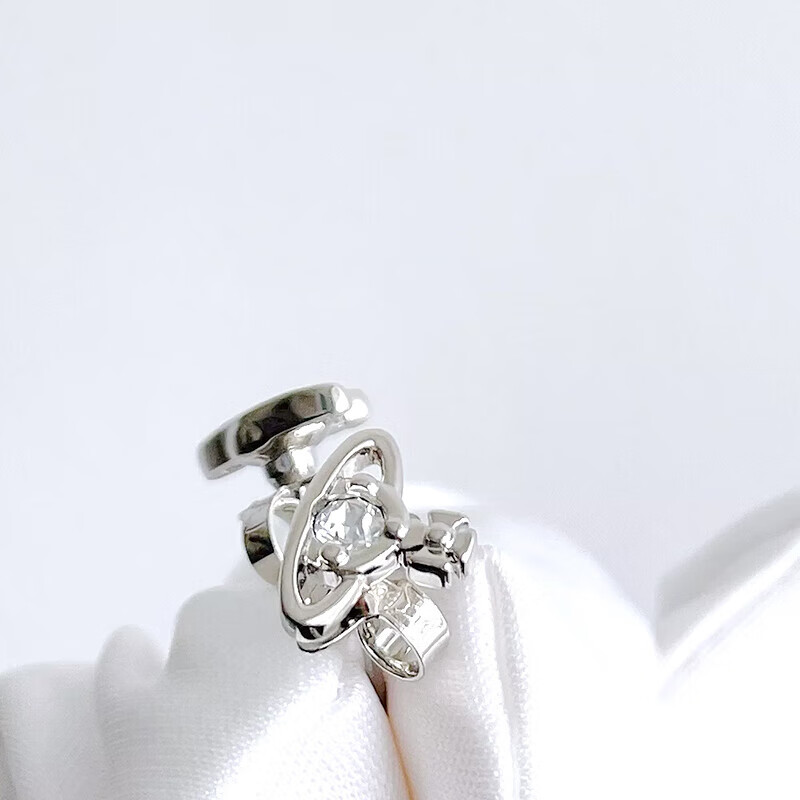 薇薇安·威斯特伍德（Vivienne Westwood）西太后耳钉mini土星耳钉单钻女士耳环高级感耳饰送女友新年礼物 银色