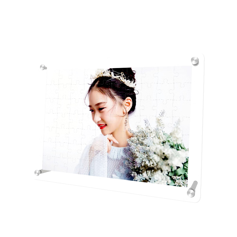 普姿520生日礼物情人节定制水晶拼图送女朋友创意DIY个性照片桌面摆台 7寸水晶拼图-礼盒-顺丰-贺卡