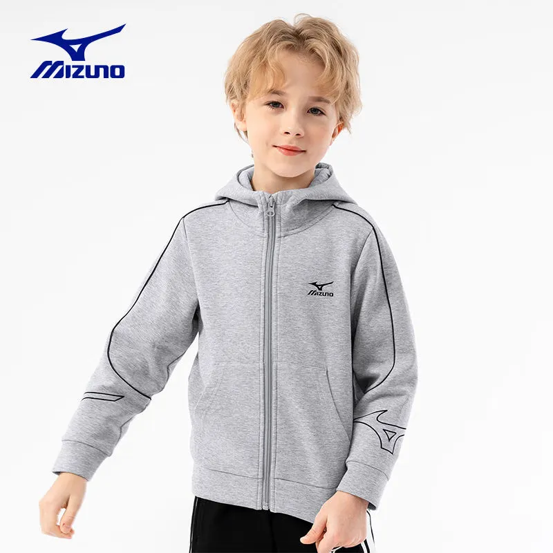 美津浓(MIZUNO) 儿童外套男2026年秋冬季连帽儿童休闲卫衣亲肤透气运动外套男 花灰色 165 CM(100-115斤)