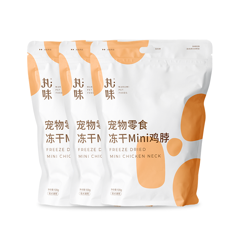 丸味猫零食冻干 mini鸡脖100g*3宠物磨牙棒猫狗高蛋白改善牙结石