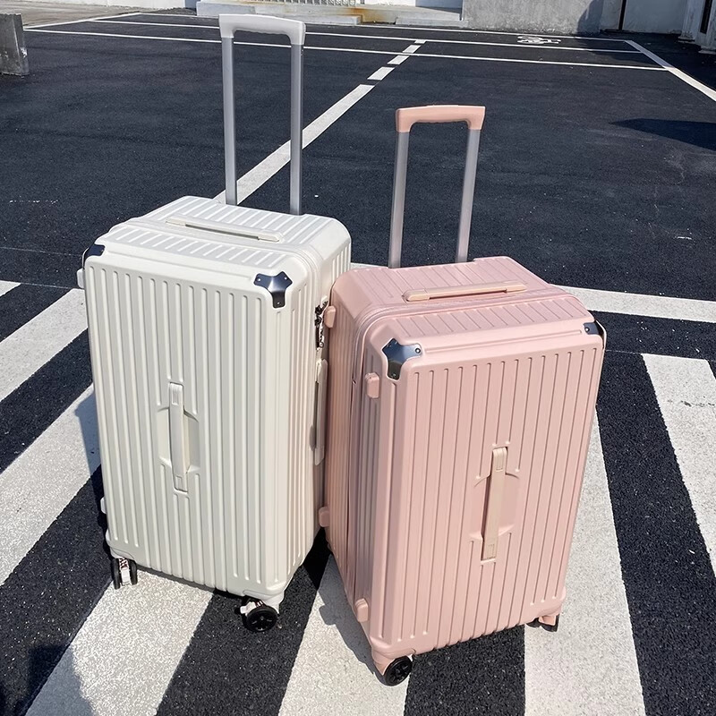 洛斯伯里（Roserooen）大容量加厚行李箱万向轮拉杆旅行箱高颜值出国36寸密码箱男女款 奶白色-弹簧减震刹车轮 28英寸