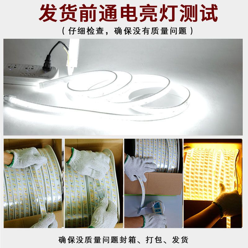 灯护士灯带led灯条户外防水220v高压led氛围灯软灯条超亮软灯带工程高亮 超亮三排/3D弧面防水(白光) 5米+配好插头+防水尾塞