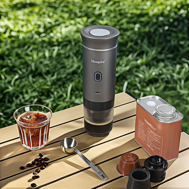 mongdio便携咖啡机意式浓缩萃取电动手持胶囊咖啡机 白色咖啡机+钢芯电磨