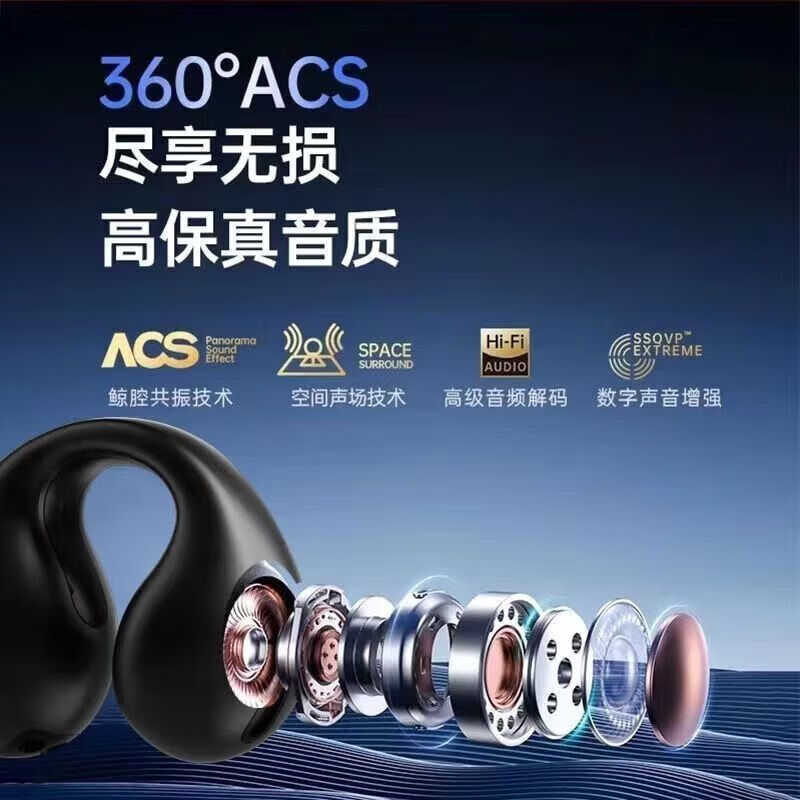 纯淳蓝牙耳机挂耳式数显TWS无线蓝牙耳机户外运动通话蓝牙耳机 白色