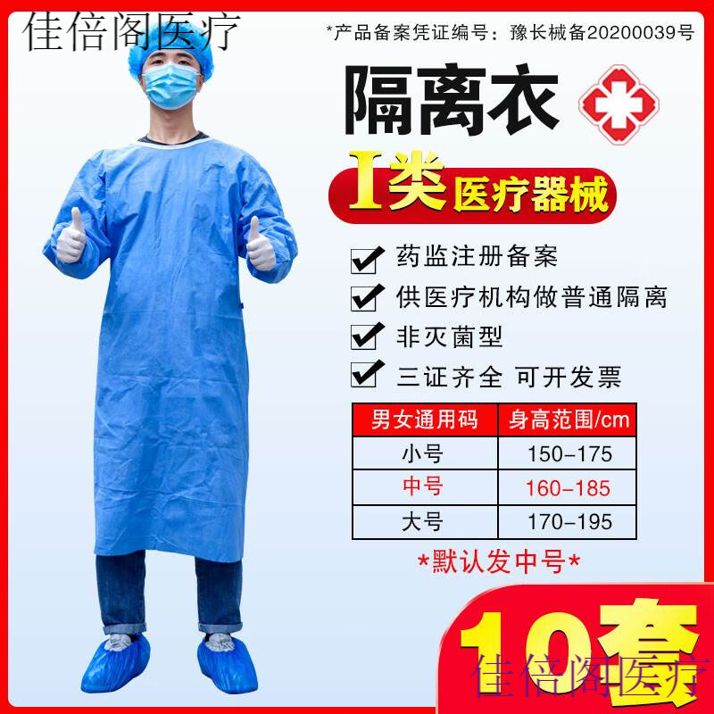 醫(yī)護(hù)人員防護(hù)服 醫(yī)用隔離衣一次性醫(yī)護(hù)人員防護(hù)服全套防疫情套裝 隔離衣【10套】