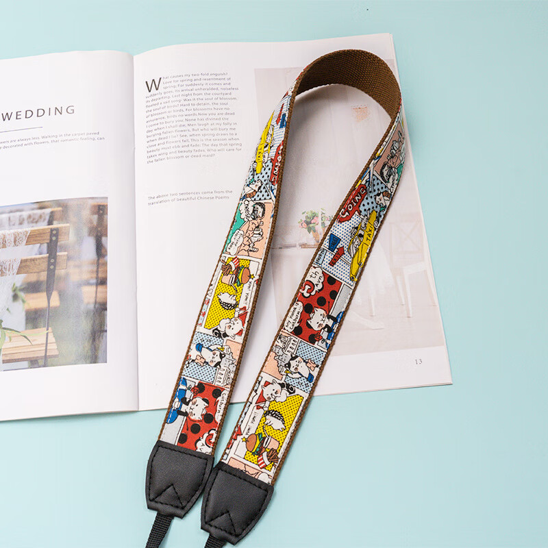 灃標(biāo)(FB)個(gè)性貓貓相機(jī)背帶單反微單肩帶適用于索尼富士可愛(ài)掛脖繩來(lái)圖 貓超人棕色底