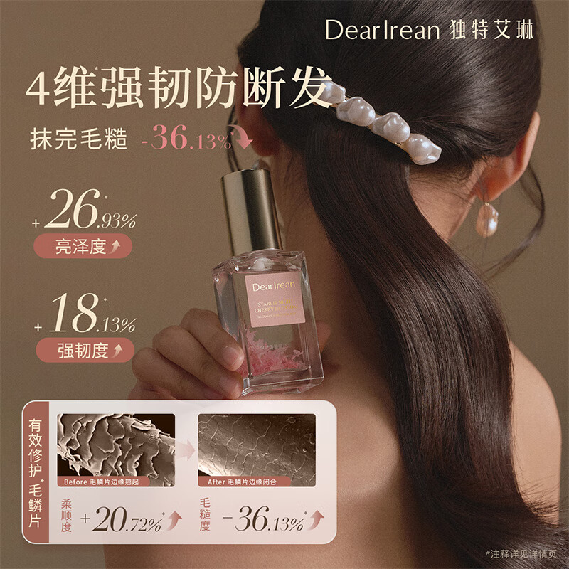 独特艾琳（Dear lrean）香氛护发精油蓬松柔顺烫染发清爽不油腻修复干枯养发受损毛躁40mL 艾克斯假期40ml-温婉茉莉香