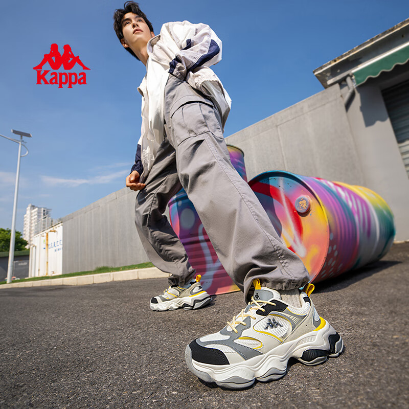 Kappa【清仓】卡帕男鞋户外徒步登山鞋秋冬新款软底减震耐磨休闲运动鞋 鹭羽白/静谧灰 42