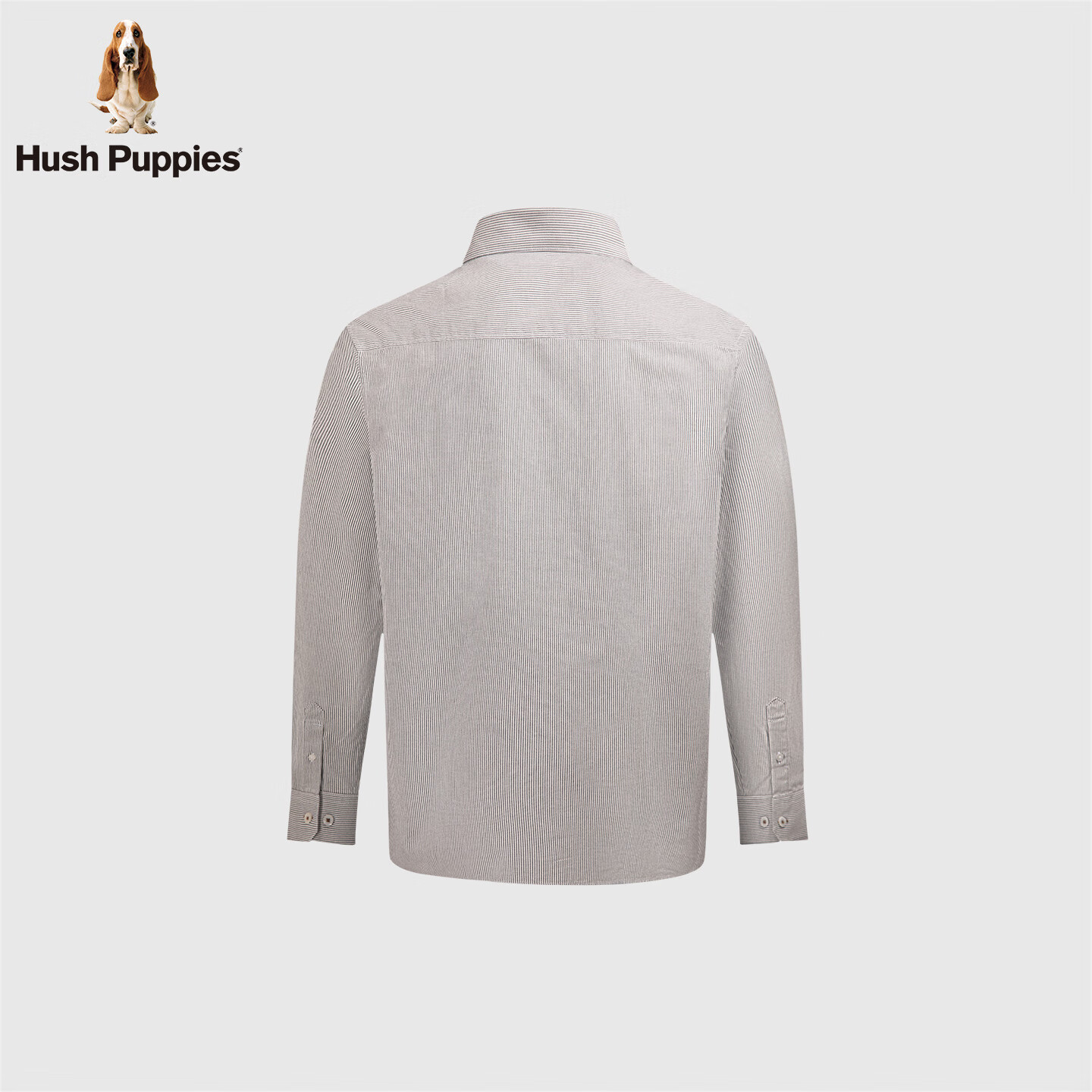 暇步士(Hush Puppies)【经典全棉】男装2025秋季简约基础款全棉细条纹长袖衬衫 墨蓝色 L