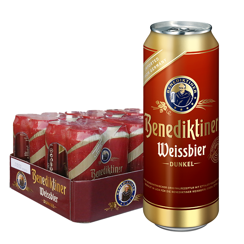 百帝王（Benediktiner）小麦黑啤酒500ml*24听整箱装 德国原装进口 修道院经典