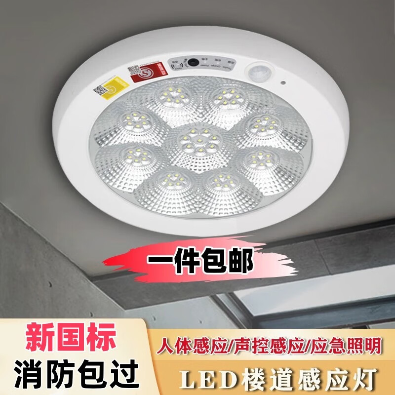 东宇照明led消防应急吸顶灯人体感应灯声控楼道过道走廊楼梯物业 人体感应吸顶灯7W直径210mm