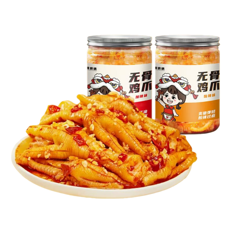柠檬酸辣无骨鸡爪即食零食夜宵罐装健康饱腹办公室快餐年货礼品 酸辣无骨鸡爪500g*1罐装
