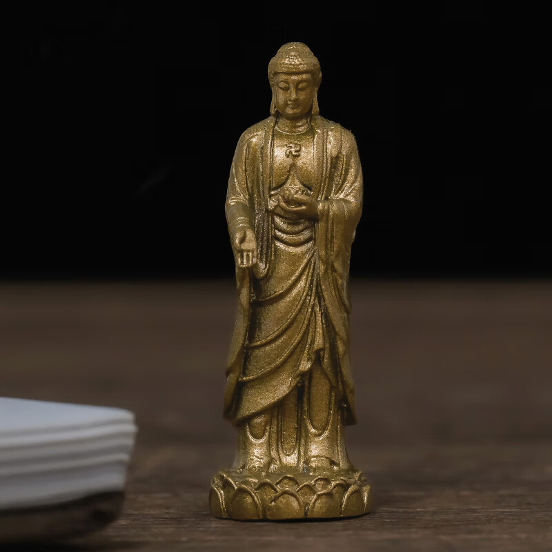 簡(jiǎn)修行阿彌陀佛接引像小擺件西方三圣站像精致迷你本命佛文創(chuàng)禮品 阿彌陀佛造像