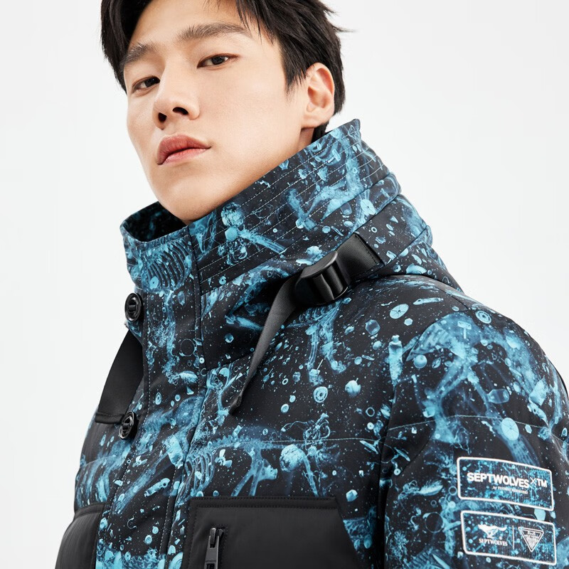 七匹狼【设计师联名款】羽绒服男冬季新款潮流男装外套 001(黑色) XL 175/92A