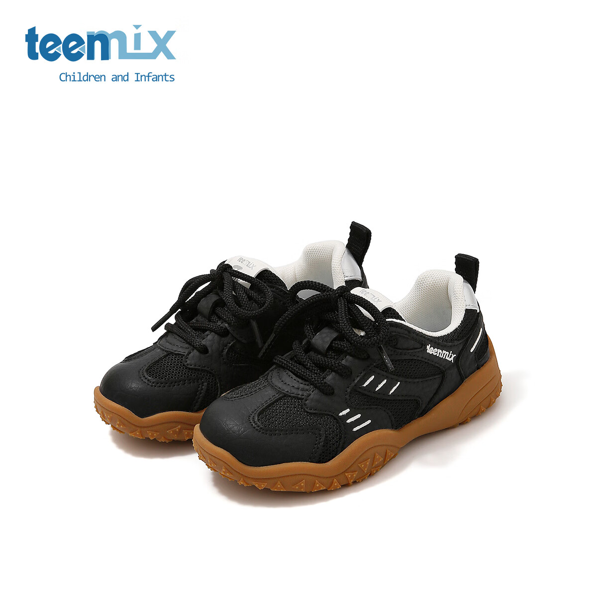 天美意天美意童鞋2025年春秋新款女童男童软底时尚舒适百搭中大童休闲鞋 黑色 37