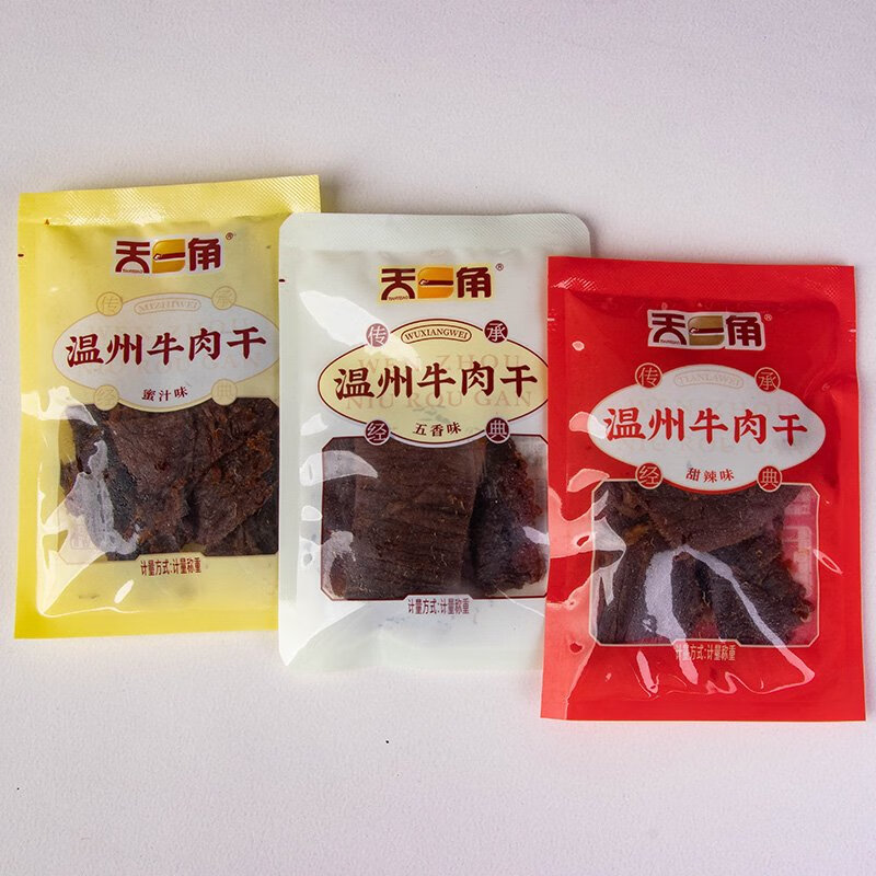 天一角温州牛肉干五香蜜汁甜辣手撕特产湖岭牛肉干单独小包装零食 散称*混搭150g尝鲜价