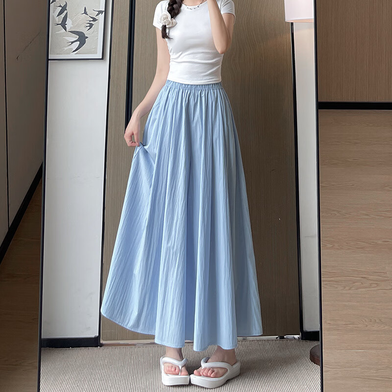 燠阳新款山本裙裤女夏季薄款高腰休闲显瘦垂感小个子冰丝阔腿裤子 杏色 L 【101-125斤】裤长80cm左右
