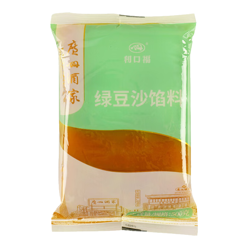 廣州酒家利口福月餅餡料紅豆沙奶黃黑芝麻餡料湯圓月餅糕點(diǎn)黑芝麻餡傳統(tǒng)烘焙餡料 【廣州酒家】綠豆沙餡料500克