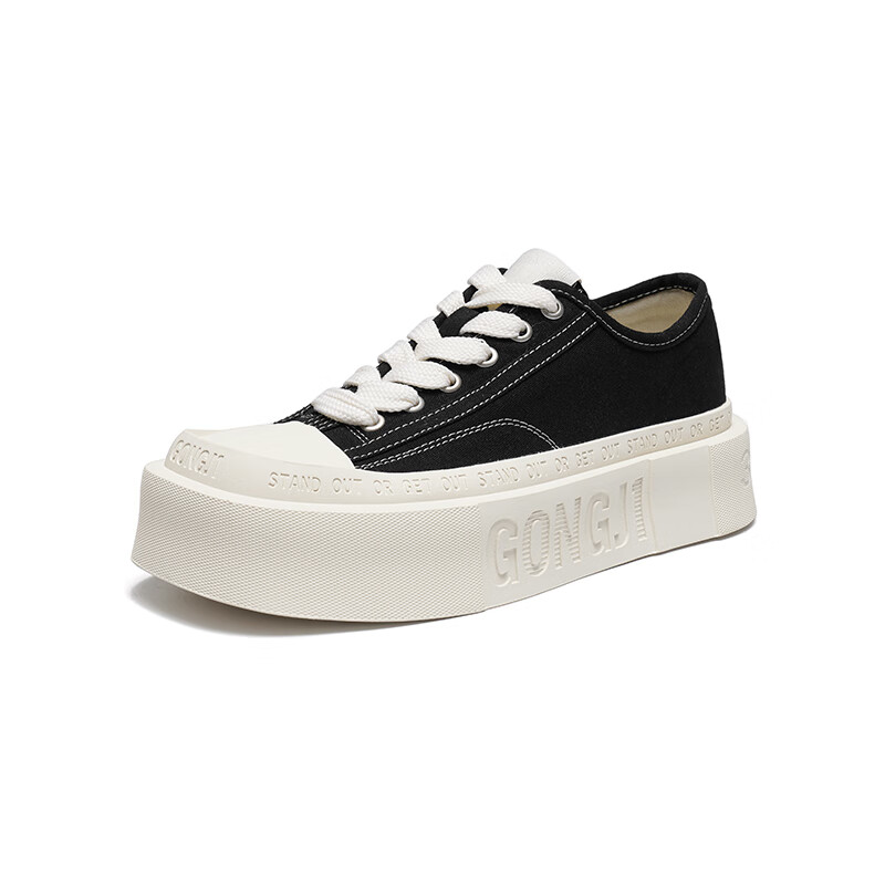 共迹gongji【范丞丞同款】厚底鞋女鞋板鞋厚底帆布鞋休闲鞋厚底帆布鞋男板鞋 森林黑 【张艺兴同款] 偏大一码 38 （243mm）