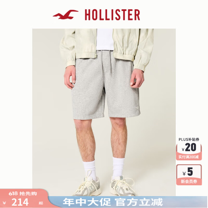 HOLLISTER25夏新款澤西風毛圈布五分運動衛(wèi)褲短褲男裝KI328-5139 淺灰色 L (180/86A)