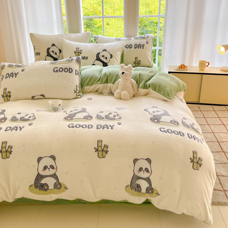 麦琪娜 雪花绒单被套双人被套单品被套水晶绒金貂绒单被套 绒毛细密柔软舒适 20支 团团圆圆 200cm*180cm