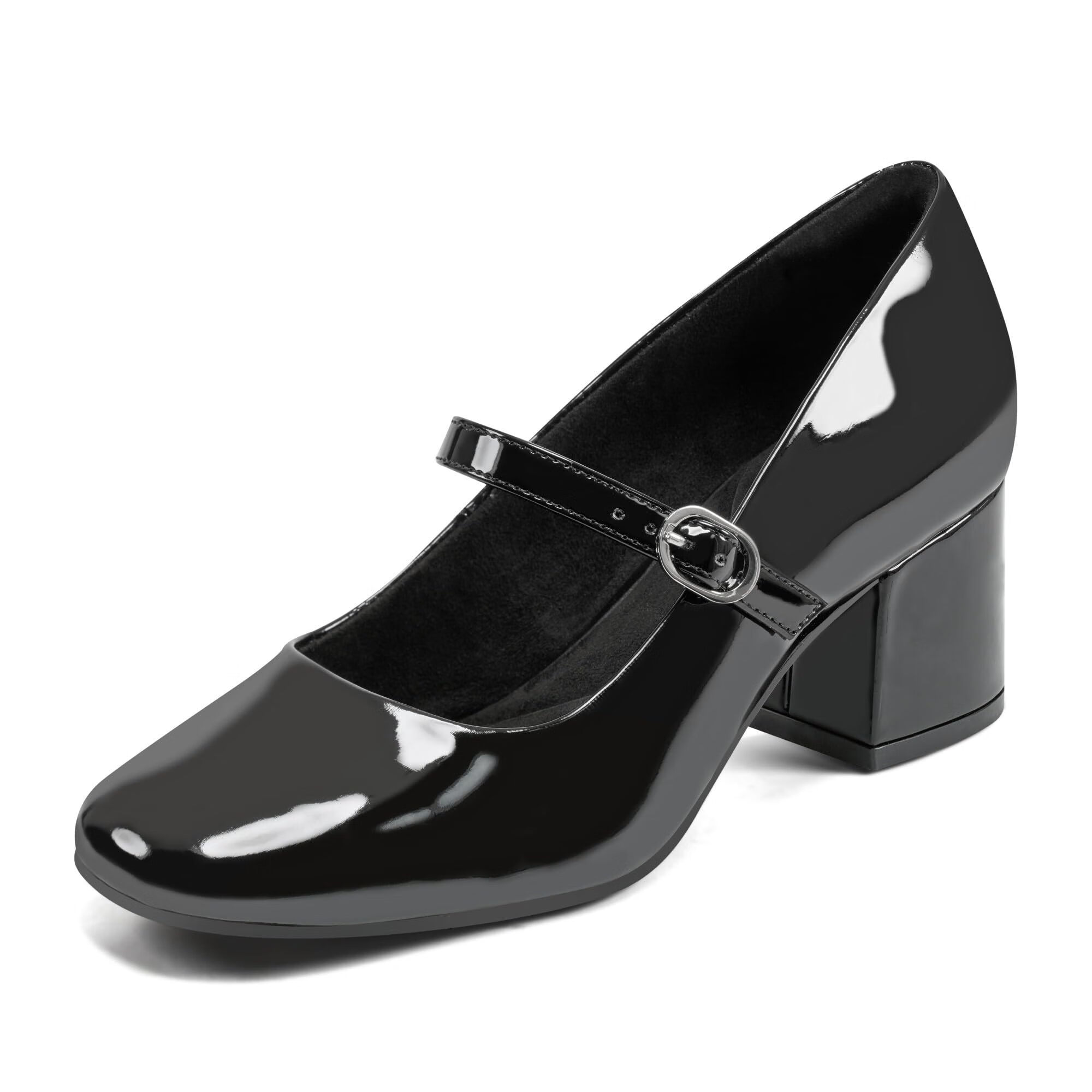 rockport 女士xena高跟鞋 圆头舒适通勤中跟皮鞋 黑色 7 wide