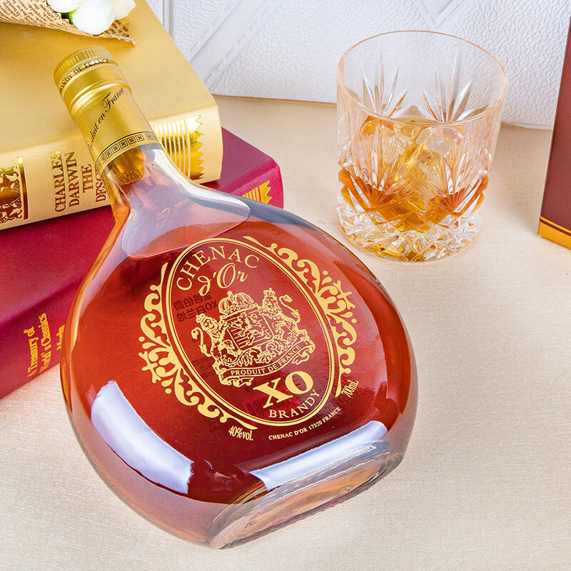 金邑伯爵珍藏 法国酒庄 XO白兰地 700ml 40度 法国原瓶原装进口 正品洋酒 金邑伯爵白兰地XO 700mL 1瓶 配礼盒